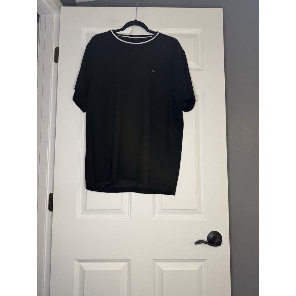 Michael Kors Short Sleeve Men's Shirt Xxl Black With Contrasting Trim